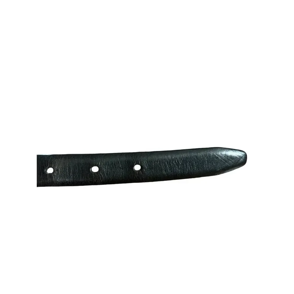 Talbots Womens Black Woven Leather Adjustable Belt Solid Brass Buckle XL 36-41